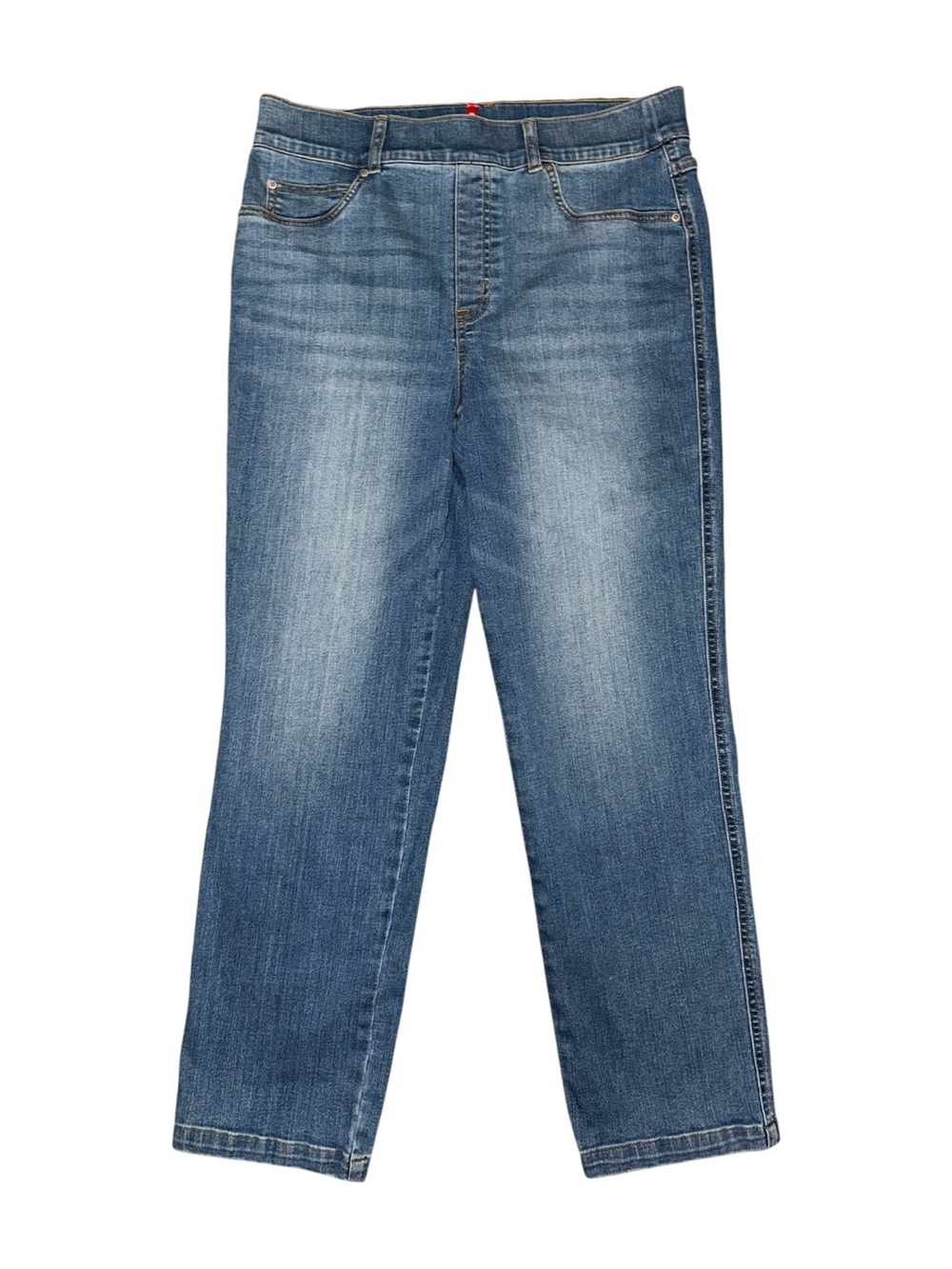 SPANX 20356R Pull On Straight Leg Jeans Indigo Wash Shaping Stretch Denim Large